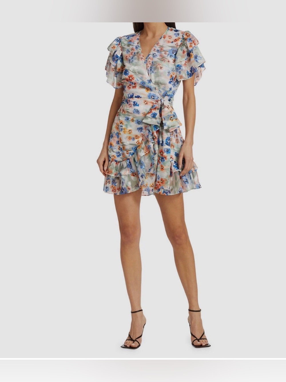 Tanya Taylor Bailey Floral Ruffled Wrap Mini Dress